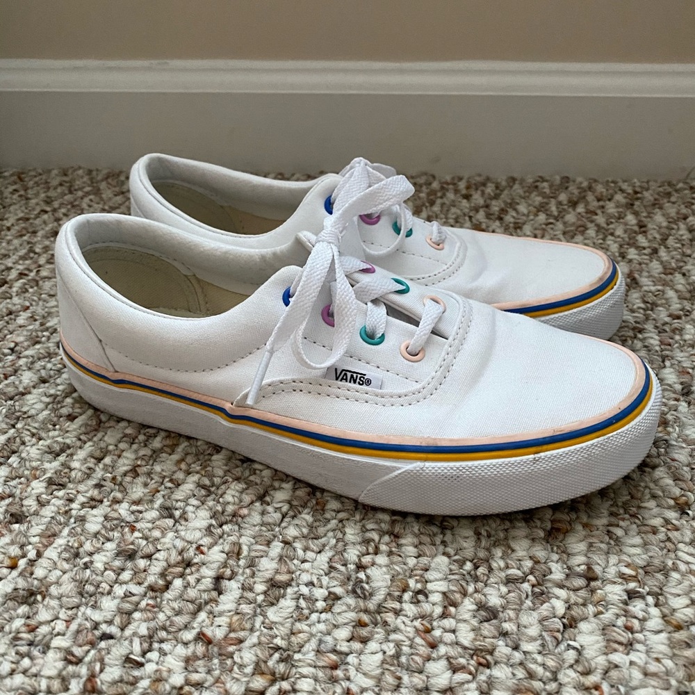 Vans Authentic - White & Rainbow - Size 7